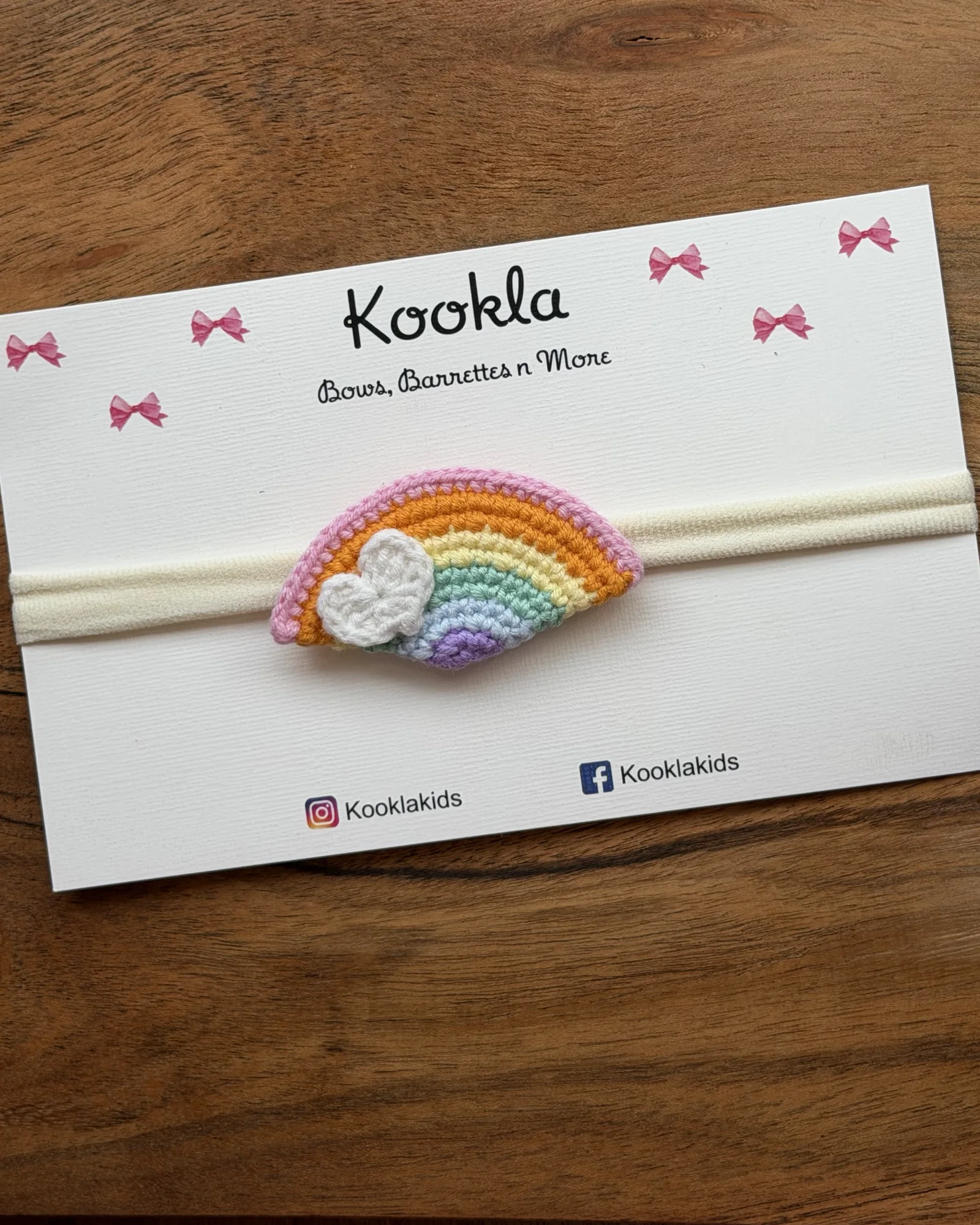 Crochet Rainbow Headband — Rainbow / White