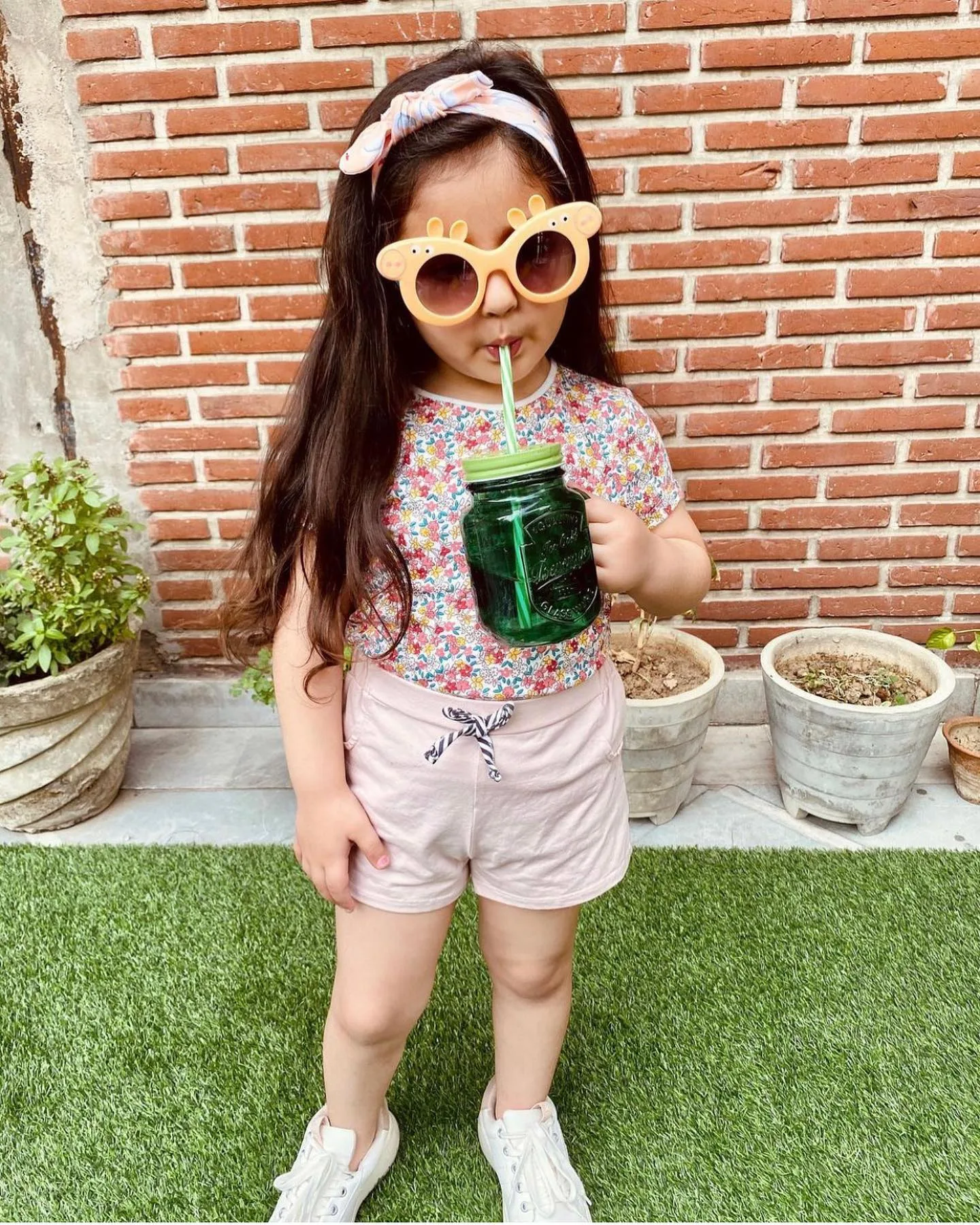 Flower Frame Kids Sunglasses — Peach