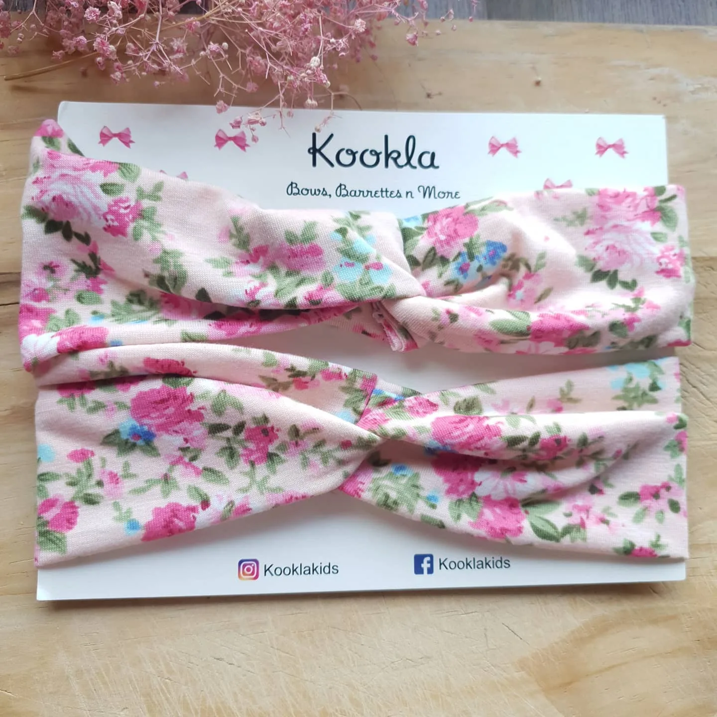 Jersey Twist Knot Headband — Pink Floral