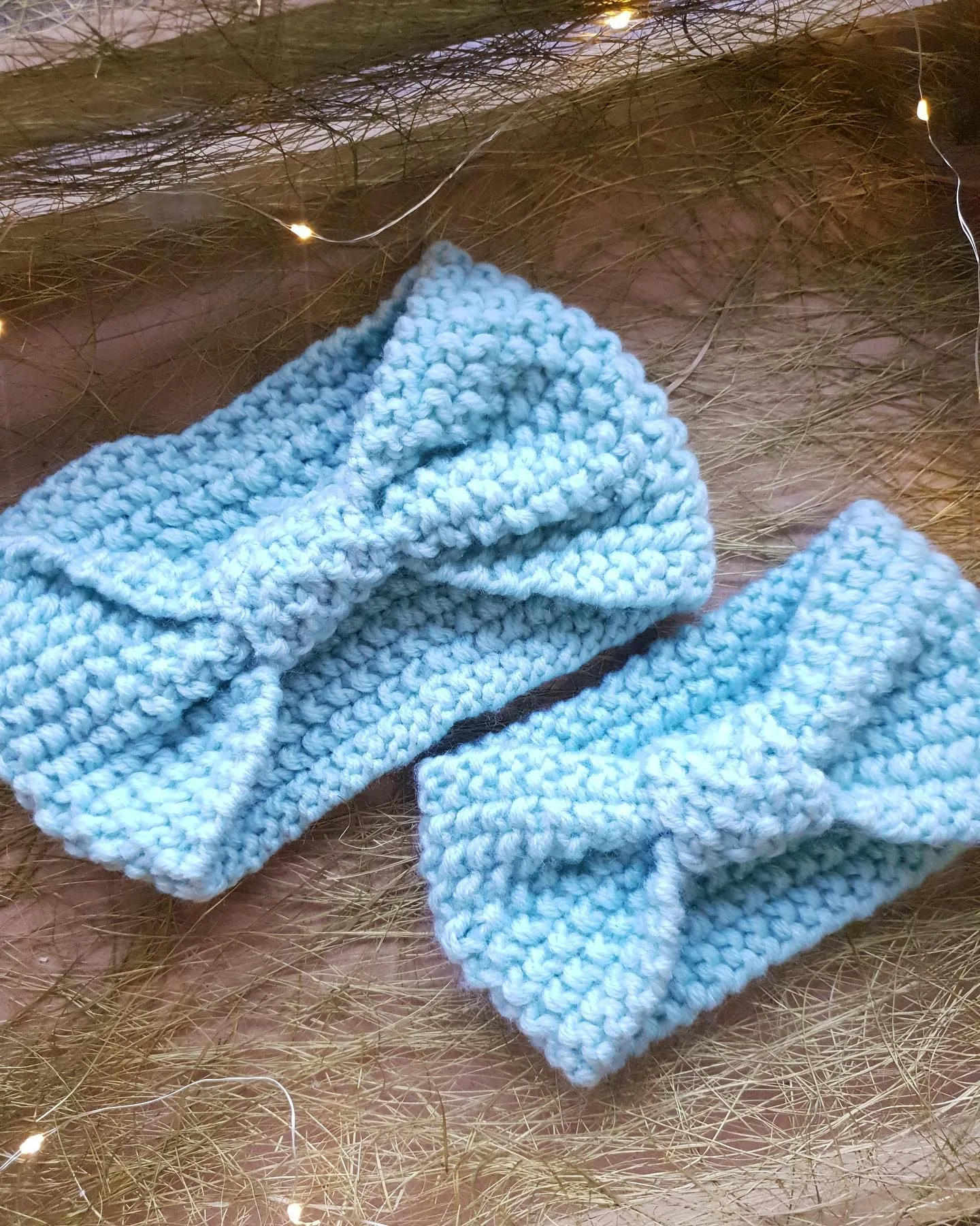 Knit Knot Bow Ear Warmer Headband (Set of 2) — Sky Blue