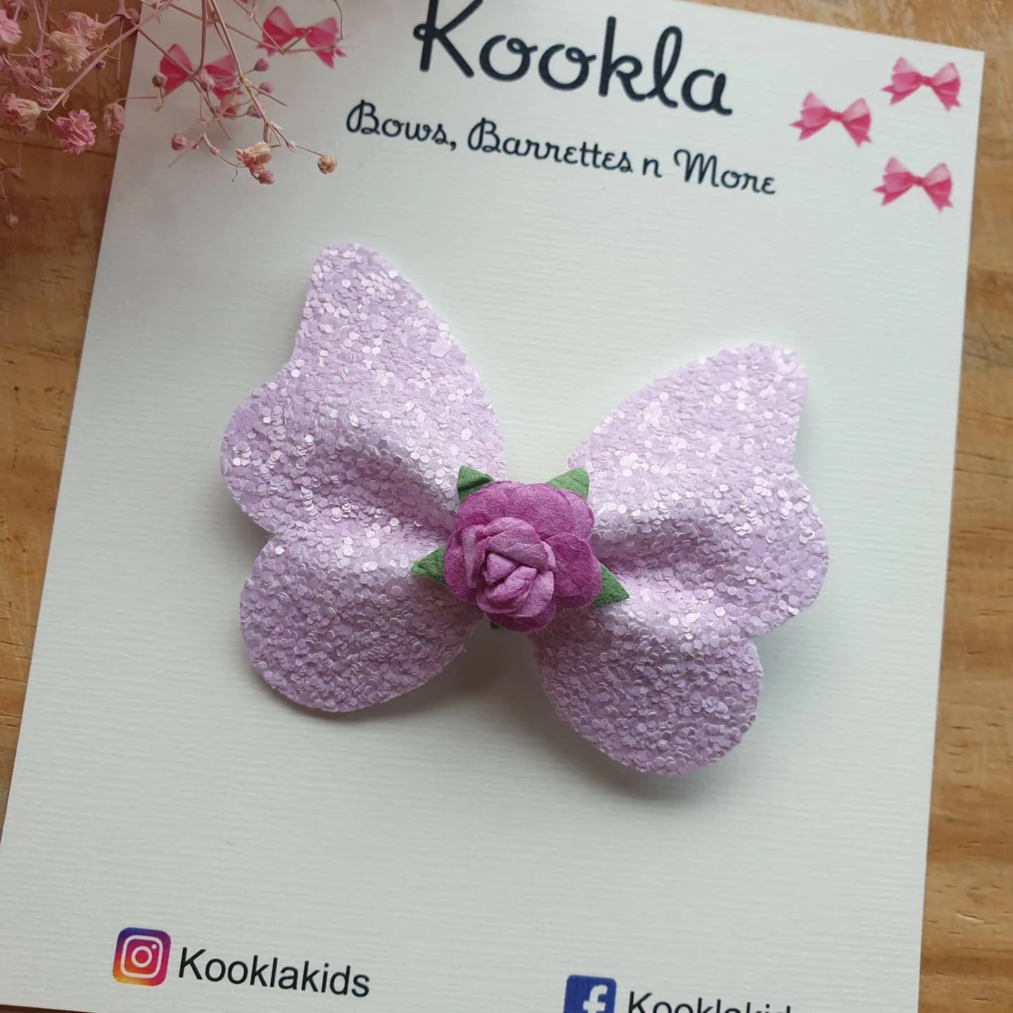 Glitter Butterfly Wing Bow Clip — Lilac