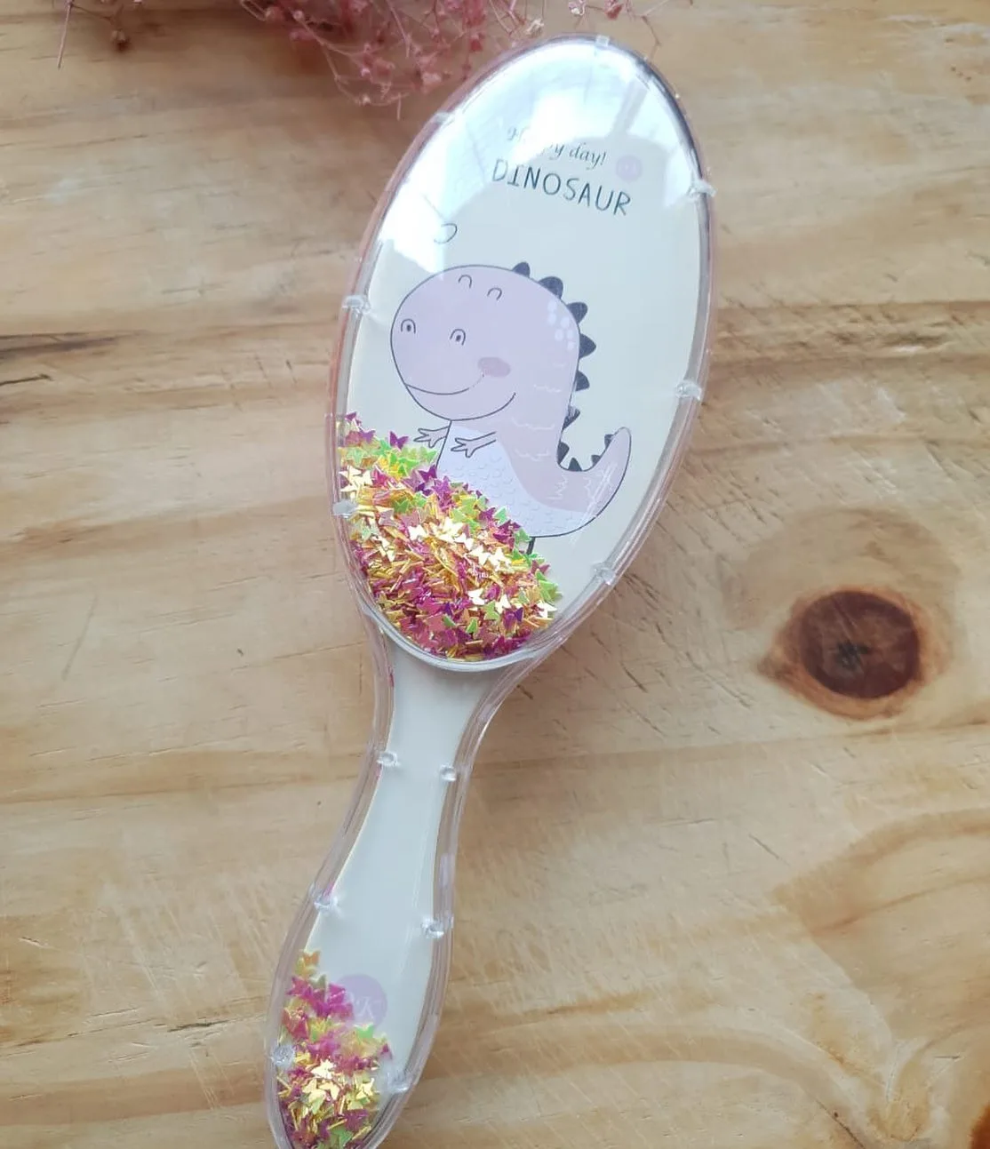 Oval Shaker Hairbrush — Grey Dino