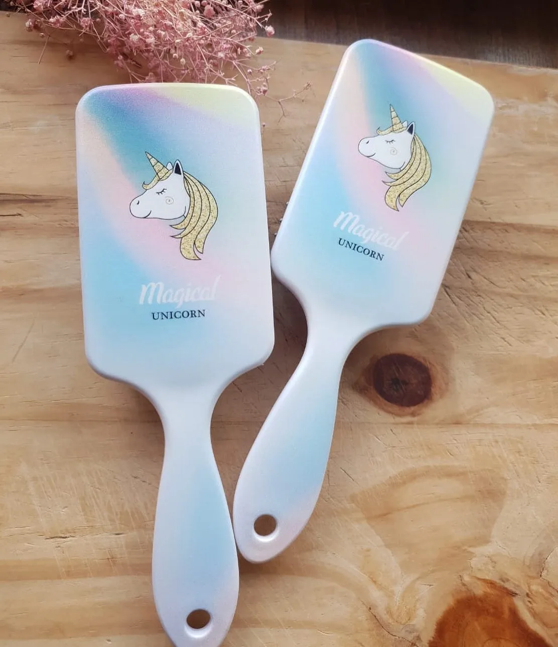 Pastel Rainbow Unicorn Paddle Hairbrush — Pastel Rainbow