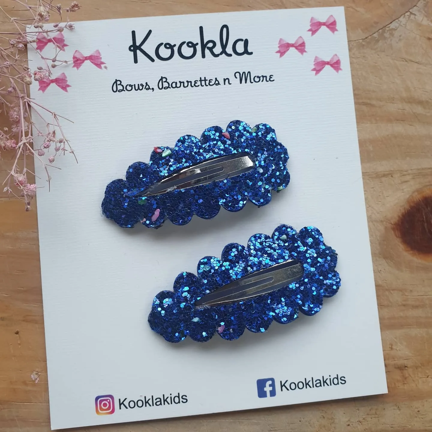 Chunky Glitter Snap Clip (Pair) — Royal Blue