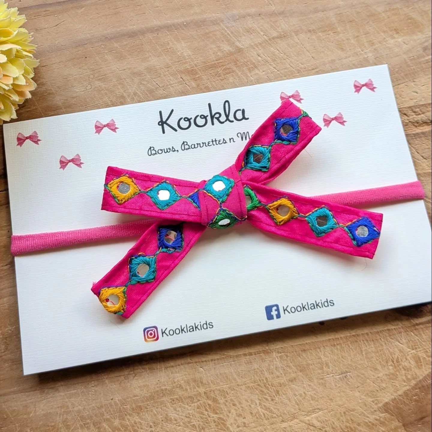 Mirror Work Bow Headband — Pink